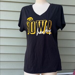 New Hanes Black and Gold Iowa V-Neck Women's Tee